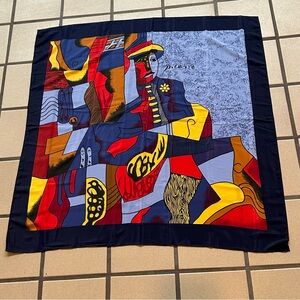 Vintage Picasso‎ Silk Scarf Wrap Womens Square Art Abstract Print Colorful 34X34